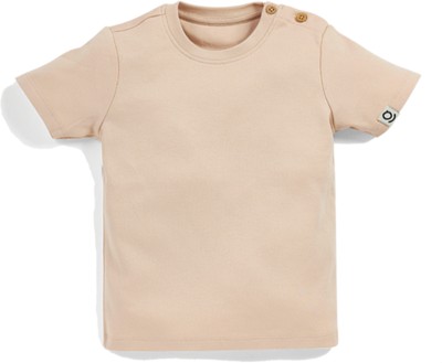 Sprog Collection Baby Boys & Baby Girls Solid Pure Cotton Regular T Shirt(Beige, Pack of 1)