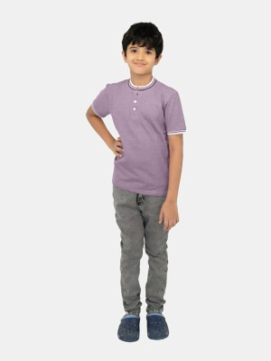radprix Baby Boys Self Design Polycotton T Shirt(Purple, Pack of 1)