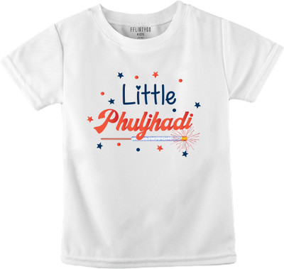 Fflirtygo Baby Boys & Baby Girls Graphic Print Pure Cotton Regular T Shirt(White, Pack of 1)