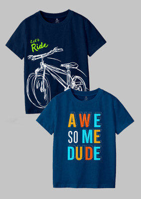 Codez Boys Printed Cotton Blend Regular T Shirt(Multicolor, Pack of 2)