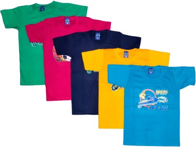 AYAN COLLECTION Baby Boys & Baby Girls Printed Pure Cotton Regular T Shirt(Multicolor, Pack of 5)