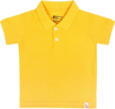 BodyCare Baby Boys Solid Cotton Blend T Shirt(Yellow, Pack of 1)