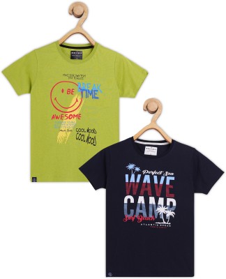 MONTE CARLO Boys Printed Pure Cotton Regular T Shirt(Multicolor, Pack of 2)