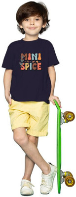 Zudys Boys Graphic Print Pure Cotton Oversized T Shirt(Dark Blue, Pack of 1)