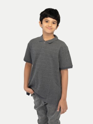 radprix Boys Solid Cotton Blend T Shirt(Grey, Pack of 1)