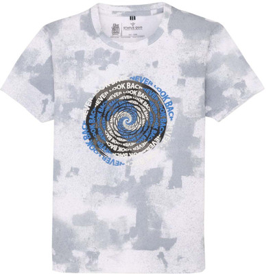 Status Quo Boys Printed Elastane, Cotton Blend Regular T Shirt(White, Pack of 1)