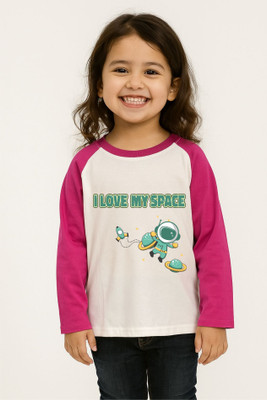 GROWWEARS Girls Solid Cotton Blend Regular T Shirt(Multicolor, Pack of 1)