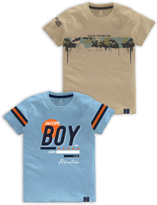 Codez Boys Printed Cotton Blend Regular T Shirt(Multicolor, Pack of 2)