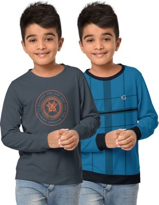 Hellcat Boys Printed Cotton Blend Regular T Shirt(Light Blue, Pack of 2)