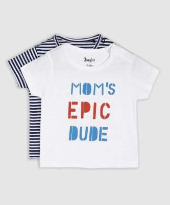 Chayim Baby Boys & Baby Girls Typography Pure Cotton T Shirt(Blue, Pack of 2)