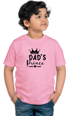 CHOMBOOKA Boys Typography, Printed Cotton Blend Regular T Shirt(Pink, Pack of 1)