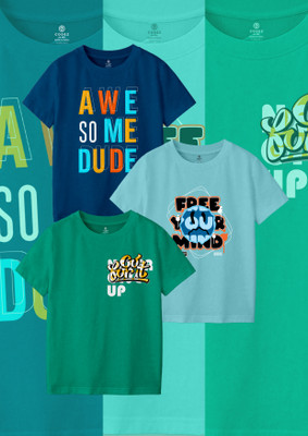 Codez Boys Printed Cotton Blend Regular T Shirt(Multicolor, Pack of 3)