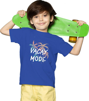 Zudys Boys & Girls Printed Pure Cotton Oversized T Shirt(Blue, Pack of 1)