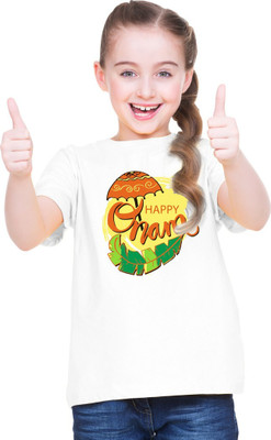 MH FASHION TRENDS Girls Printed Pure Cotton Oversized T Shirt(White, Pack of 1)