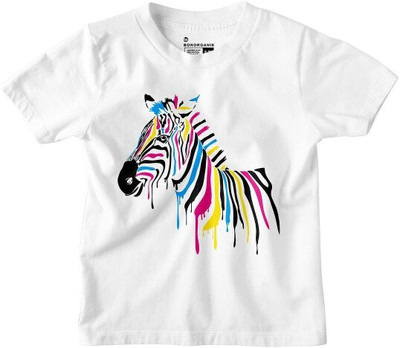 BonOrganik Boys Printed Pure Cotton Regular T Shirt(White, Pack of 1)