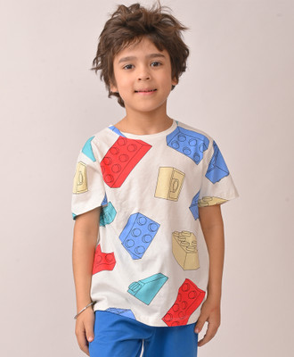 anthrilo Baby Boys Printed Cotton Blend Regular T Shirt(White, Pack of 1)