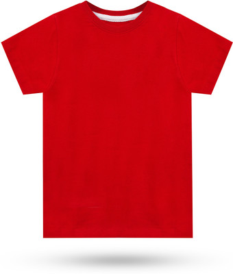 Dechado Boys Solid Pure Cotton Regular T Shirt(Red, Pack of 1)