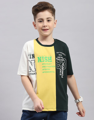 MONTE CARLO Boys Printed Cotton Blend Regular T Shirt(Green, Pack of 1)