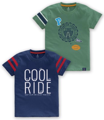Codez Boys Printed Cotton Blend T Shirt(Green, Pack of 1)