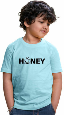 CHOMMBOOKA TREND Boys Printed Pure Cotton Regular T Shirt(Light Blue, Pack of 1)