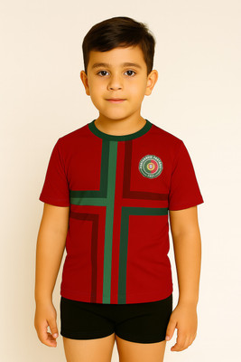 BUGOAT Boys & Girls Printed Polyester Regular T Shirt(Red, Pack of 1)