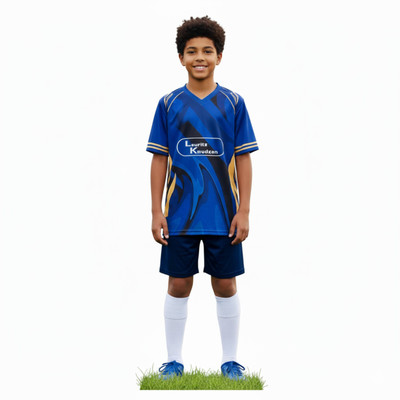 Smv Boys & Girls Printed Polyester Regular T Shirt(Blue, Pack of 1)