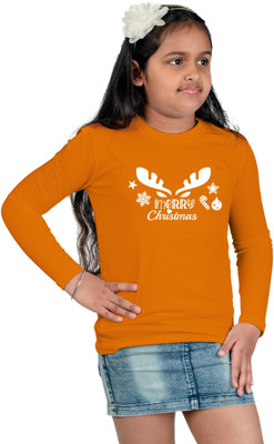 CHOMMBOOKA TREND Boys & Girls Graphic Print Cotton Blend Regular T Shirt(Orange, Pack of 1)