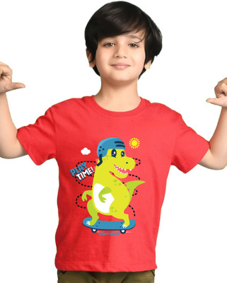 ENITOR Boys Graphic Print Cotton Blend Regular T Shirt(Multicolor, Pack of 1)