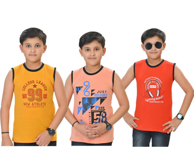 INDIA FASHION FAB Boys Printed Pure Cotton Regular T Shirt(Multicolor, Pack of 3)