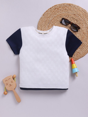 Happy Faces Baby Boys Solid Pure Cotton Regular T Shirt(White, Pack of 1)