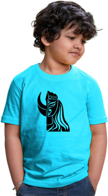 CHOMMBOOKA TRENDING Boys Printed Cotton Blend Regular T Shirt(Blue, Pack of 1)