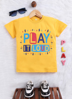 carrydreams Boys Printed Cotton Blend Regular T Shirt(Gold, Pack of 1)