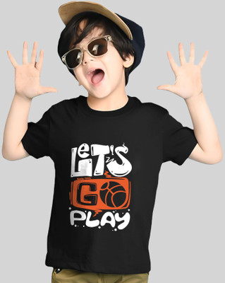 ENITOR Boys Printed Cotton Blend Regular T Shirt(Black, Pack of 1)