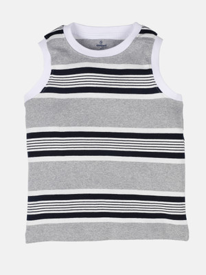 Kiddo Paanti Boys Striped Pure Cotton Regular T Shirt(Multicolor, Pack of 1)