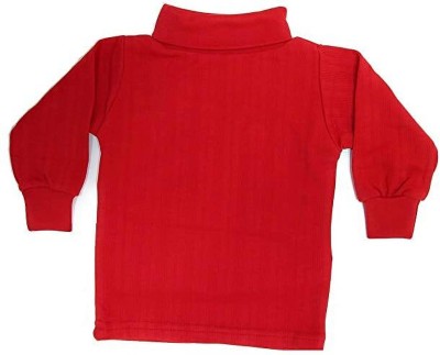 SHYAM store Baby Boys & Baby Girls Solid Cotton Blend T Shirt(Red, Pack of 1)