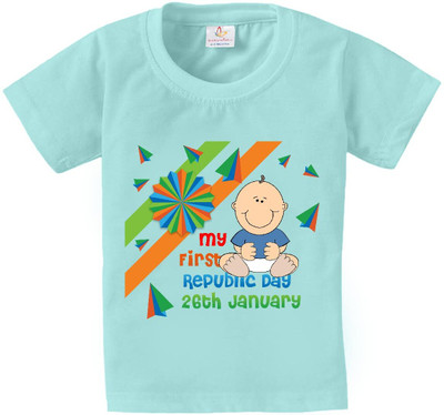 Babywish Baby Boys & Baby Girls Typography, Printed Pure Cotton Regular T Shirt(Light Green, Pack of 1)