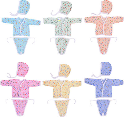 Toddylon Baby Boys & Baby Girls Printed Cotton Blend Regular T Shirt(Multicolor, Pack of 6)