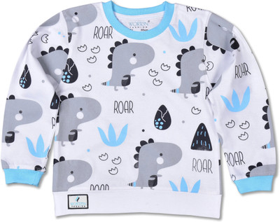 Worton Fashion Boys Printed Pure Cotton Regular T Shirt(Light Blue, Pack of 1)
