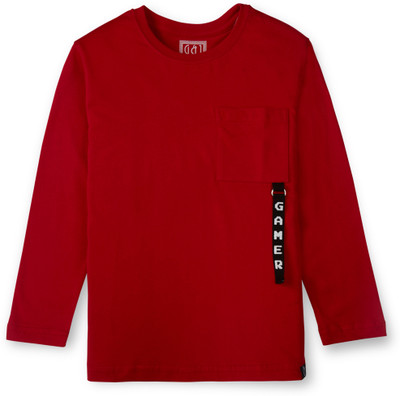 GINI & JONY Boys Printed Cotton Blend Regular T Shirt(Red, Pack of 1)