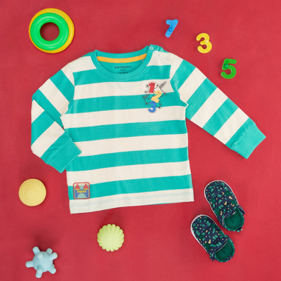 Pantaloons Baby Baby Boys Printed Pure Cotton Regular T Shirt(Green, Pack of 1)