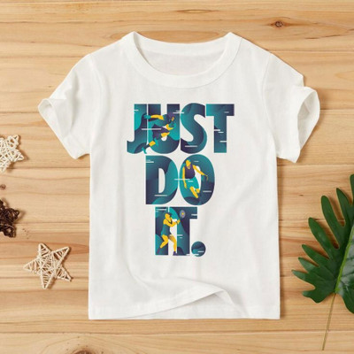 KPPrintofashion Boys Printed Cotton Blend Regular T Shirt(White, Pack of 1)