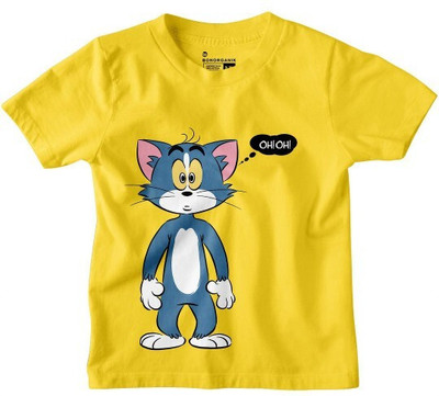 BonOrganik Boys Printed Pure Cotton Regular T Shirt(Yellow, Pack of 1)
