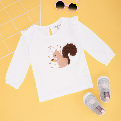 Pantaloons Baby Baby Girls Solid Cotton Blend Regular T Shirt(White, Pack of 1)