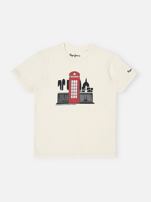 Pepe Jeans Boys Graphic Print Pure Cotton Regular T Shirt(White, Pack of 1)