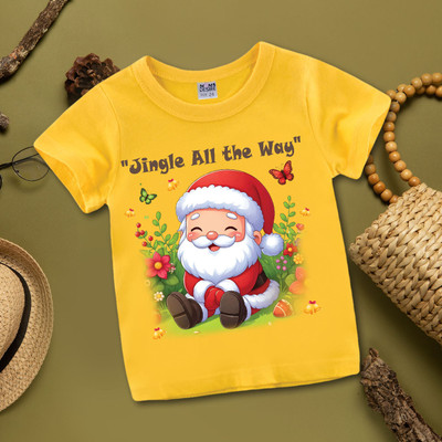 MOMS DESIRE Baby Boys & Baby Girls Self Design Cotton Blend Regular T Shirt(Yellow, Pack of 1)
