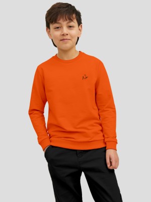 NOT Boys & Girls Typography, Printed Cotton Blend T Shirt(Orange, Pack of 1)