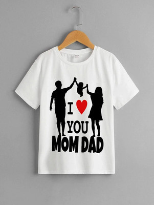 THEYOUNGESTTEE Boys Typography, Printed Cotton Blend Regular T Shirt(White, Pack of 1)