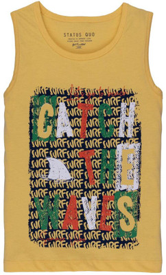 Status Quo Boys Solid Pure Cotton Regular T Shirt(Yellow, Pack of 1)