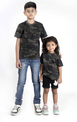 JASS MEN Baby Boys & Baby Girls Self Design Cotton Blend Regular T Shirt(Black, Pack of 1)