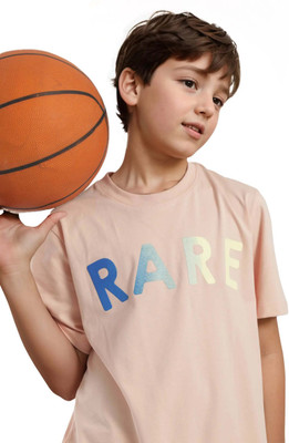 Rare Ones Boys Graphic Print Cotton Blend Regular T Shirt(Pink, Pack of 1)